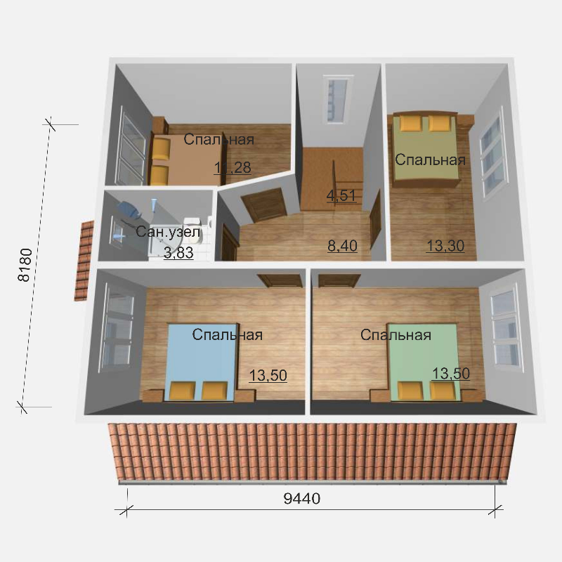 План второго этажа дома из СИП панелей